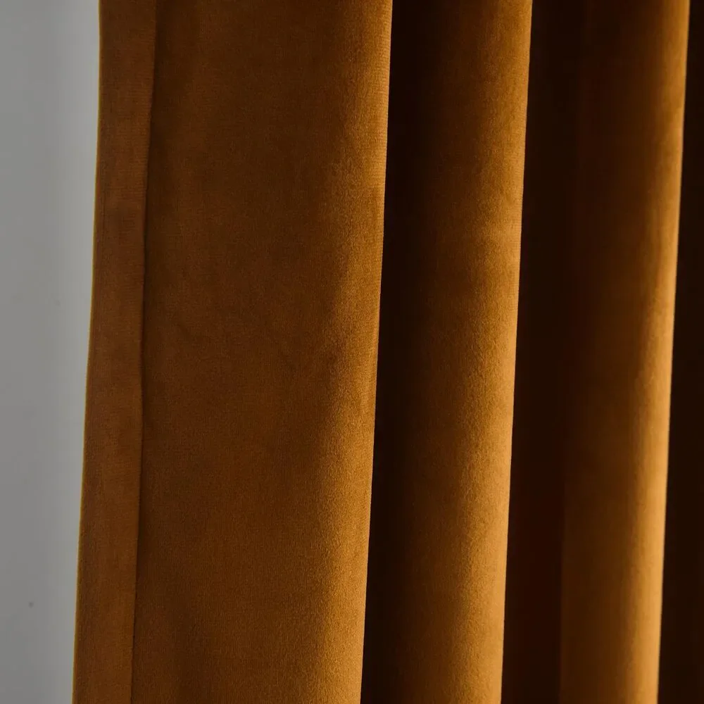 Luxury Soft Brown Velvet Curtains 96 inches
